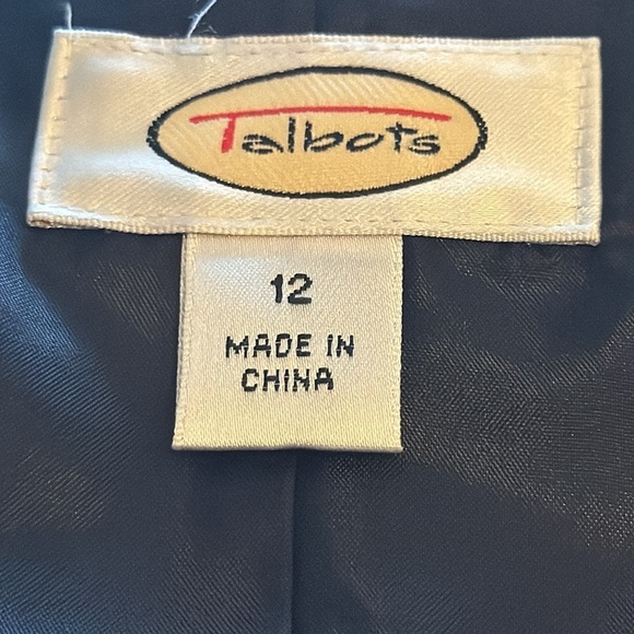 Talbots Sz 12 black white houndstooth single front women’s blazer suit jacket - Picture 4 of 8